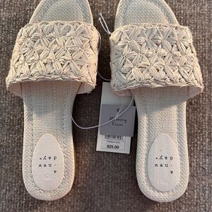 a new day Women's Tan Woven Slide Sandals
